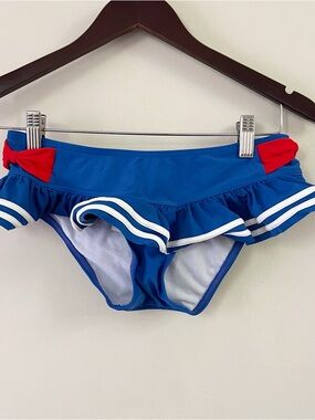 Hot Topic Sailor Bikini Bottoms Red White blue Ruffle Size SM NEW